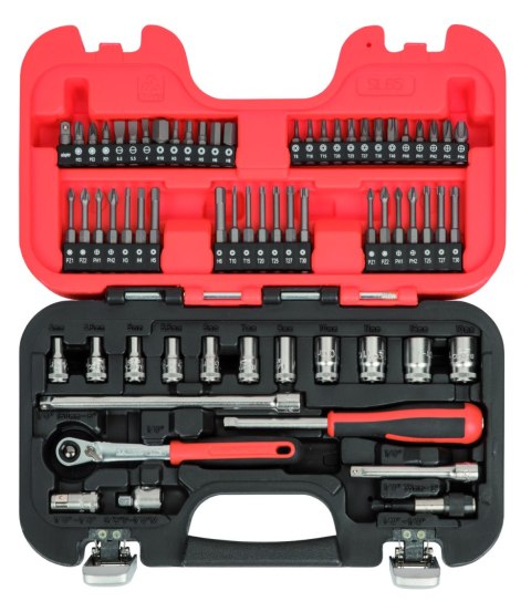 Zestaw kluczy nasadowych i końcówek 1/4", 65 szt. BAHCO [SL65]