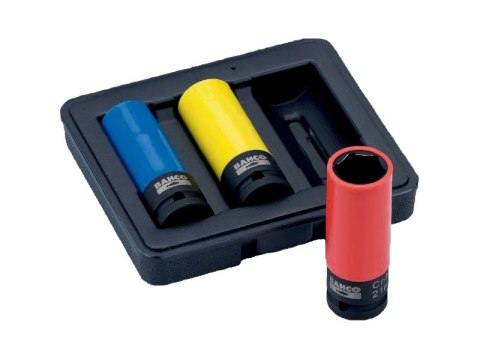 Pneumatyczny klucz udarowy 1/2" z uchwytem magnetycznym i 3 nasadkami sześciokątnymi do kół 17,19,21mm Bahco [BP815K2]