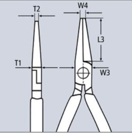 Szczypce bardzo długie, półokrągłe, odgięte, 200mm, rękojeść wielokomponentowa, Knipex [38 25 200]