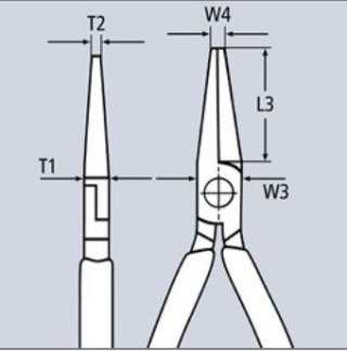 Szczypce bardzo długie, półokrągłe, odgięte, 200mm, rękojeść z tworzywa, Knipex [38 91 200]