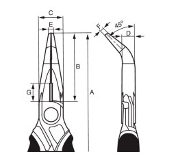 Szczypce półokrągłe, odgięte 45º, długość 160mm, rękojeść wielokomponentowa, Bahco [2427 G-160]