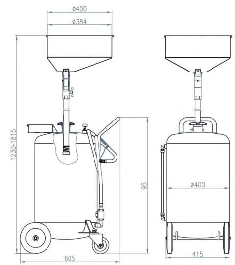 Urządzenie do grawitacyjnego zlewania oleju, 90l BAHCO [BOD8901]