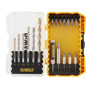 Zestaw 19 szt. końcówek 1/4" i wierteł do betonu, SMALL TOUGH CASE+, DeWALT [DT70712-QZ]