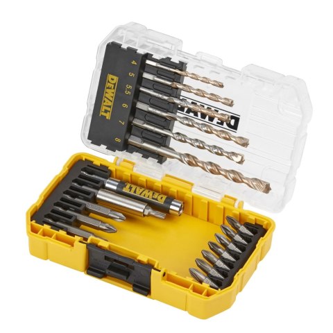 Zestaw 19 szt. końcówek 1/4" i wierteł do betonu, SMALL TOUGH CASE+, DeWALT [DT70712-QZ]