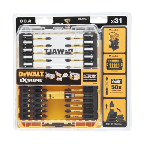 31 szt. końcówek udarowych 1/4' IMPACT TORSION EXTREME DeWALT [DT70737T-QZ]