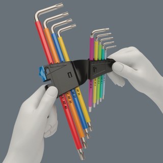 Komplet 9 szt. kluczy trzpieniowych ze stali nierdzewnej do śrub Torx z funkcją przytrzymania, Multicolor Stainless Wera [050226