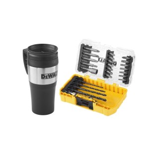 Zestaw 25 szt. końcówek 1/4" i wierteł do metalu, SMALL TOUGH CASE+, DeWALT [DT70707-QZ] + kubek termiczny