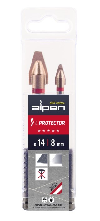 Zestaw 2szt. wierteł do bardzo twardych płytek gresowych, porcelany i szkła 8mm, 14mm C PROTECTOR ALPEN [0000303002100]
