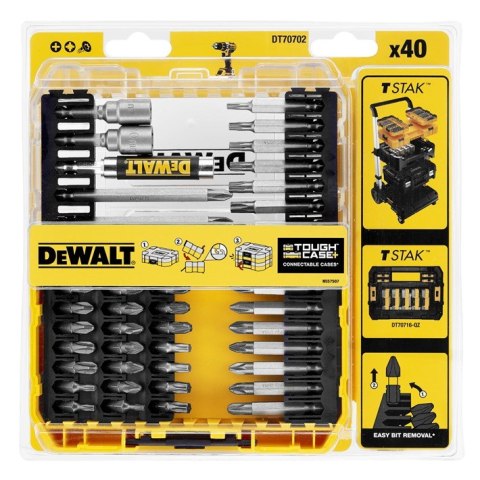 Zestaw 40 szt. końcówek 1/4", SMALL TOUGH CASE+, DeWALT [DT70702-QZ]
