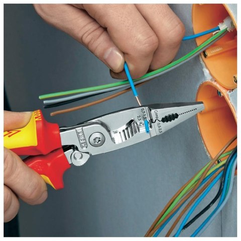 Szczypce 6-cio funkcyjne VDE dla elektroinstalatorów z blokadą i zaczepem, Knipex [13 96 200 T]