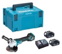 Akumulatorowa szlifierka kątowa 125mm z regulacją obrotów 3000-8500obr/min, 18V Li-Ion 2x5,0Ah LXT, z walizką MAKPAC Makita [DGA