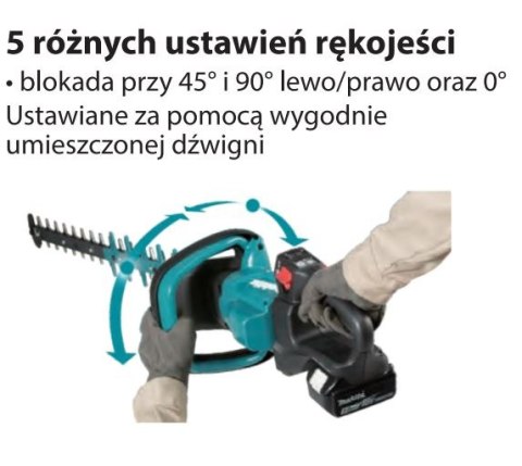 Akumulatorowe nożyce do żywopłotu 18V Li-Ion 2x5,0Ah, długość cięcia 75cm, Makita [DUH751PTE]
