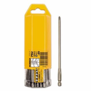 Komplet 20 szt. końcówek wkrętarskich 1/4" Phillips, rozmiar PR2(PH2)/153mm, do wkrętarki do płyt GK DCF620 DeWalt [DT7207-QZ]