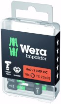 Zestaw 10 końcówek udarowych Impaktor 1/4" do śrub z gniazdem TORX, rozmiar TX20/25mm, Wera [05057624001]