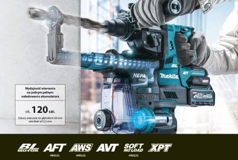 Akumulatorowa młotowiertarka SDS+, 40V max Li-Ion, 2x4,0Ah, seria XGT Makita [HR004GM202]