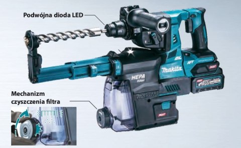 Akumulatorowa młotowiertarka SDS+, 40V max Li-Ion, 2x4,0Ah, seria XGT Makita [HR004GM202]