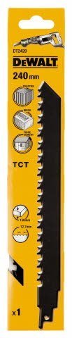 Brzeszczot do piły szablastej, do cięcia betonu, cegły, Porotonu i cementu z włóknem szklanym, 240mm, DeWALT [DT2420-QZ]