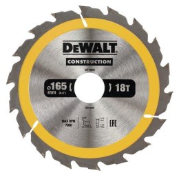 Piła tarczowa do cięcia drewna 165/30/2,5mm, 18 zębów, CONSTRUCTION DeWALT [DT1936-QZ]