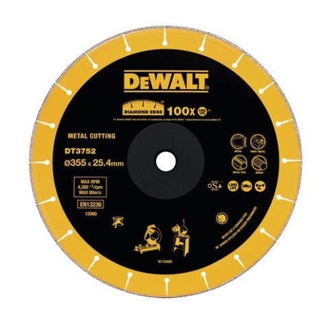 Tarcza diamentowa tnąca DIAMOND EDGE® do metalu, do przecinarek 355/1,6/3,0mm, DeWalt [DT3752-QZ]