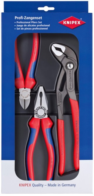 Zestaw 3 szt. szczypiec tnących, uniwersalnych i szczypiec Cobra , Knipex [00 20 09 V01]