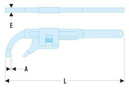 Klucz hakowy nastawny z zębatką, 200 mm, Facom [115A.200]