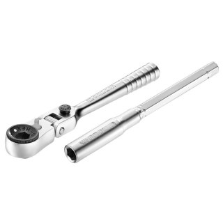 Kompaktowa grzechotka uchylna z przedłużką T, mocowanie sześciokąt 1/4", 115mm, 60 zębów, FACOM [R.180PB]