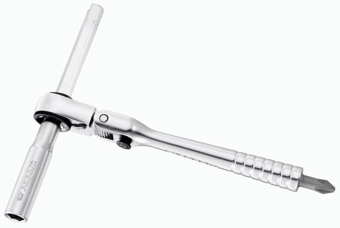 Kompaktowa grzechotka uchylna z przedłużką T, mocowanie sześciokąt 1/4", 115mm, 60 zębów, FACOM [R.180PB]