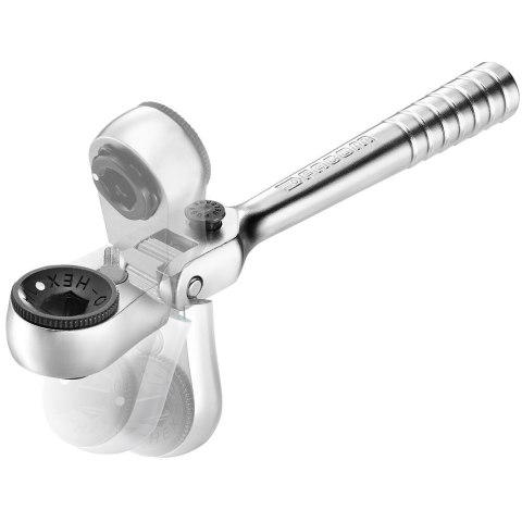 Kompaktowa grzechotka uchylna z przedłużką T, mocowanie sześciokąt 1/4", 115mm, 60 zębów, FACOM [R.180PB]