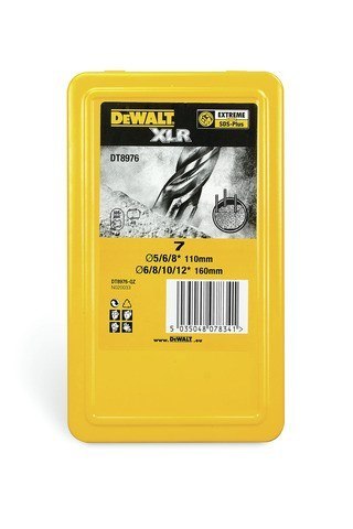 Komplet 7szt. wierteł widiowych do betonu zbrojonego SDS+ z 4 krawędziami tnącymi XLR, DeWalt [DT8976-QZ]