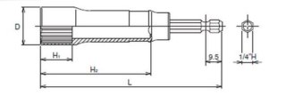 Końcówka nasadowa 1/4" do śrub 24/104mm Koken [BD014E 24mm]