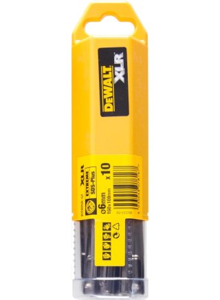 Zestaw 10szt. wierteł widiowych do betonu zbrojonego SDS+ z 4 krawędziami tnącymi XLR, 6-160/100 DeWalt [DT8956-QZ]