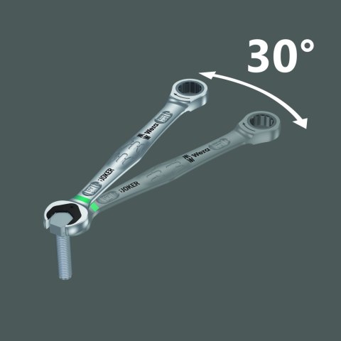Zestaw 11szt. kluczy płasko-oczkowych z odsadzoną grzechotką i z przełącznikiem, Joker 6001 Switch 11 Set 1, 2go Wera [050200910