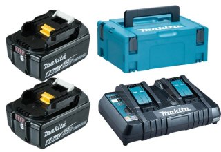 Zestaw 2 akumulatorów BL1860B, Li-ion 18V 6,0Ah + ładowarka DC18RD w walizce Makpac Makita [198077-8]