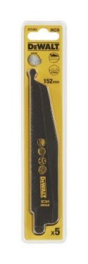 Zestaw 5 szt. brzeszczotów bagnetowych HCS do piły szablastej, do drewna 6 zębów/cal, długość 152 mm, Dewalt [DT2362-QZ]