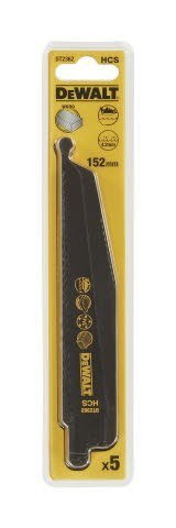 Zestaw 5 szt. brzeszczotów bagnetowych HCS do piły szablastej, do drewna 6 zębów/cal, długość 152 mm, Dewalt [DT2362-QZ]