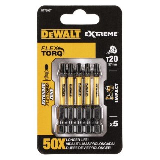 Zestaw 5szt. końcówek udarowych Torsion TX20/57mm, Dewalt [DT7395T-QZ]