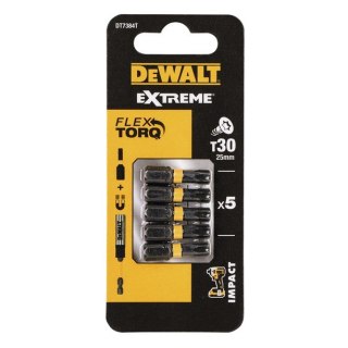 Zestaw 5szt. końcówek udarowych Torsion TX30/25mm, Dewalt [DT7384T-QZ]