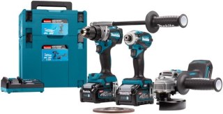 Akumulatorowy zestaw Combo DF001G + TD001G + GA005G, 40Vmax XGT, 2 x 4.0 Ah, 2 walizki MAKPAC, Makita [DK0125G301]