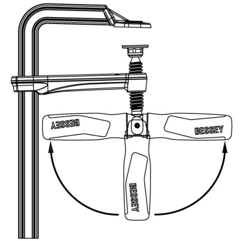 Ścisk śrubowy stolarski ślusarski 250x120mm, BESSEY [GZ25KG] ze składaną rękojeścią