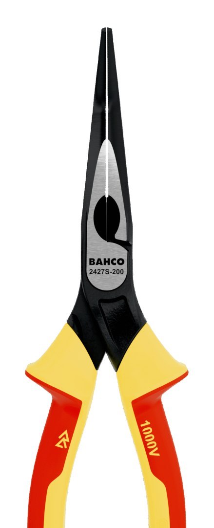 Szczypce VDE półokrągłe, odgięte 45º, długość 200mm, rękojeść wielokomponentowa, Bahco [2427 S-200]