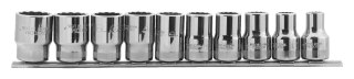 Zestaw 10szt. ręcznych nasadek 12-kątnych 1/2", 10-22mm, na listwie Bahco [7810MB]