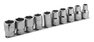Zestaw 10szt. ręcznych nasadek sześciokątnych 1/2", 10-22mm, na listwie Bahco [7810MH]
