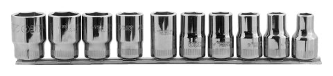 Zestaw 10szt. ręcznych nasadek sześciokątnych 1/2", 10-22mm, na listwie Bahco [7810MH]