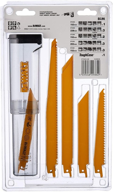 Zestaw 12 szt. różnych brzeszczotów bagnetowych do piły szablastej Dewalt [DT2445-QZ]
