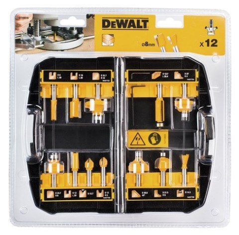 Zestaw frezów HM, trzpień 8 mm, 12 szt. DeWalt [DT90016-QZ]