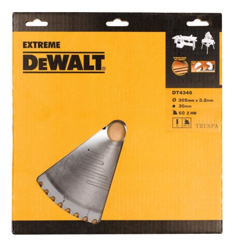 Piła tarczowa do cięcia drewna, sklejki, MDF 305/30/3,2mm, 60 zębów EXTREME Dewalt [DT4346-QZ]