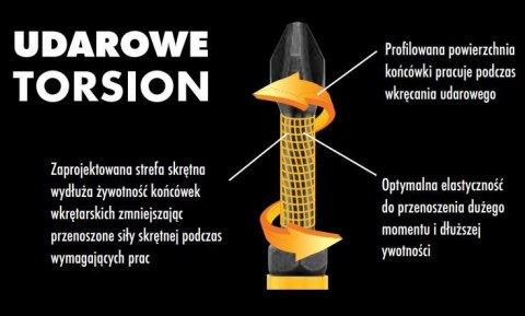 Kątowy adapter magnetyczny 1/4' + końcówka udarowa PZ2 DeWALT [DT7505-QZ]