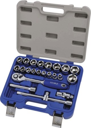 Zestaw kluczy nasadowych 1/2'', 23 szt. IRIMO [129-23-4], nasadki 8-32mm, 2 przedłużki, przegub i grzechotka