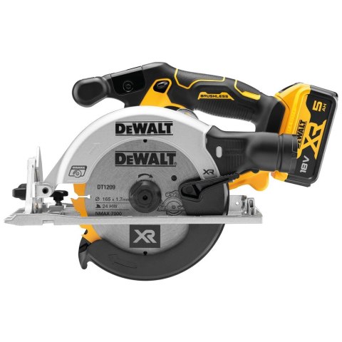 Akumulatorowa pilarka tarczowa 165mm, 2x5,0Ah, 18V XR, DeWalt [DCS565P2-QW]