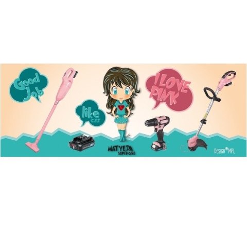 Akumulatorowy odkurzacz pionowy 12V max (10,8V) Matylda Pink Tools Makita [CL108FDSAP] 2,0Ah, Li-Ion, CXT